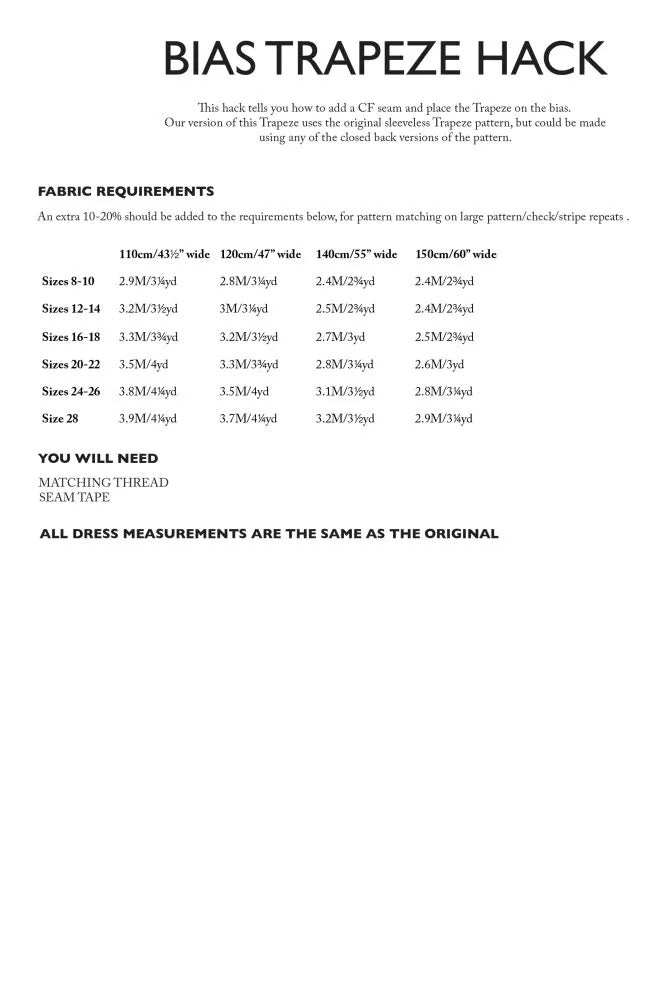 Trapeze Pattern Additions PDF Pattern - Merchant & Mills - Simplifi Fabric