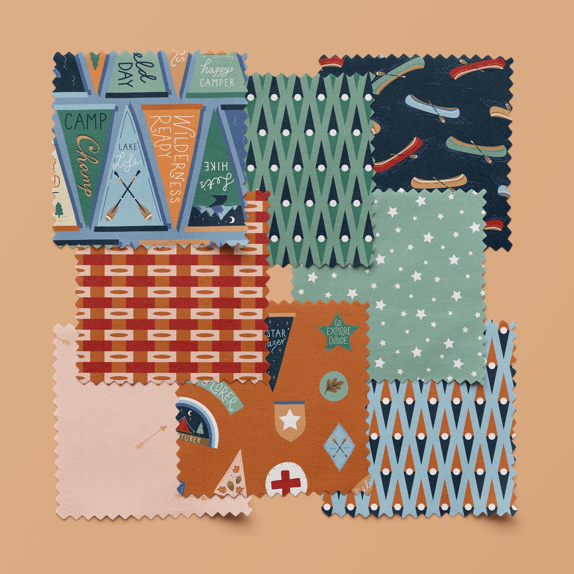 Under The Same Stars - Pink - Backwoods and Boots - Softly Studio - Cloud 9 Fabrics - Poplin - Simplifi Fabric