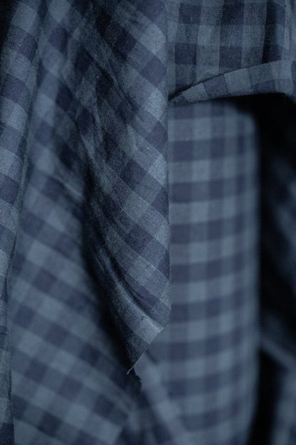 Uniform Blues Organic Cotton Linen Gingham - Merchant & Mills - Simplifi Fabric