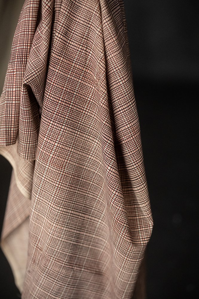 Volt Red Black Indian Block Print Cotton - Merchant & Mills - Simplifi Fabric