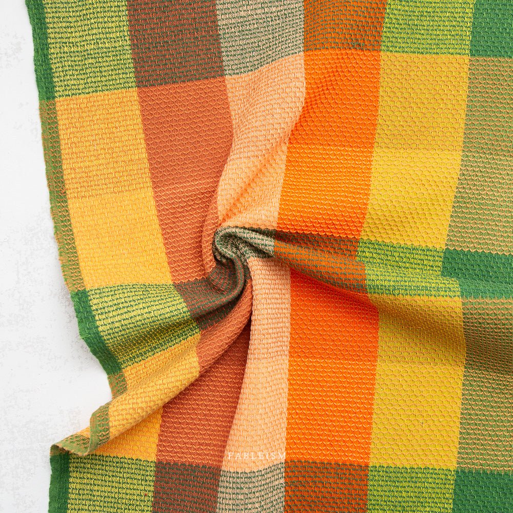 Waffle Happy Checkers - Cider - Fine & Dandy - Fableism Supply Co. - Simplifi Fabric