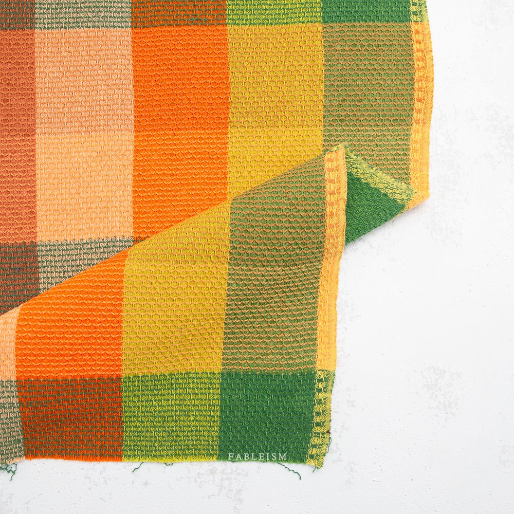 Waffle Happy Checkers - Cider - Fine & Dandy - Fableism Supply Co. - Simplifi Fabric