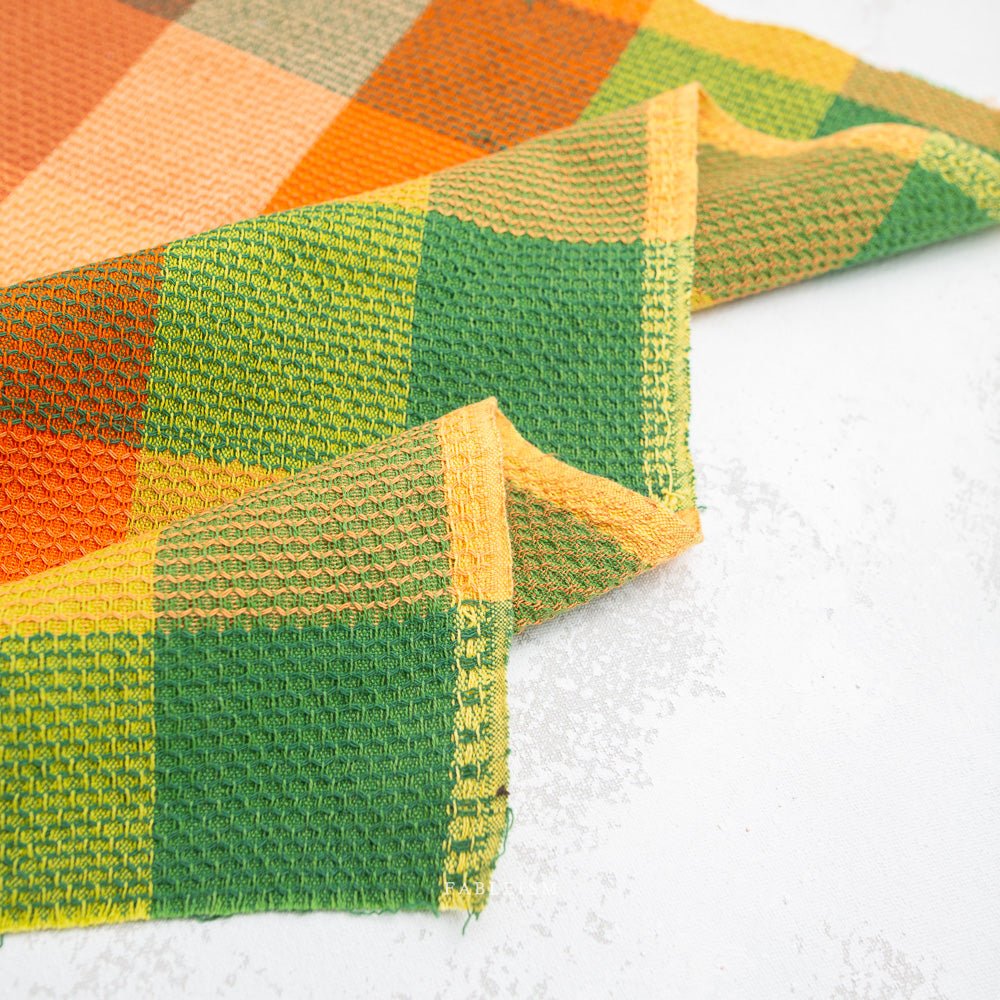 Waffle Happy Checkers - Cider - Fine & Dandy - Fableism Supply Co. - Simplifi Fabric
