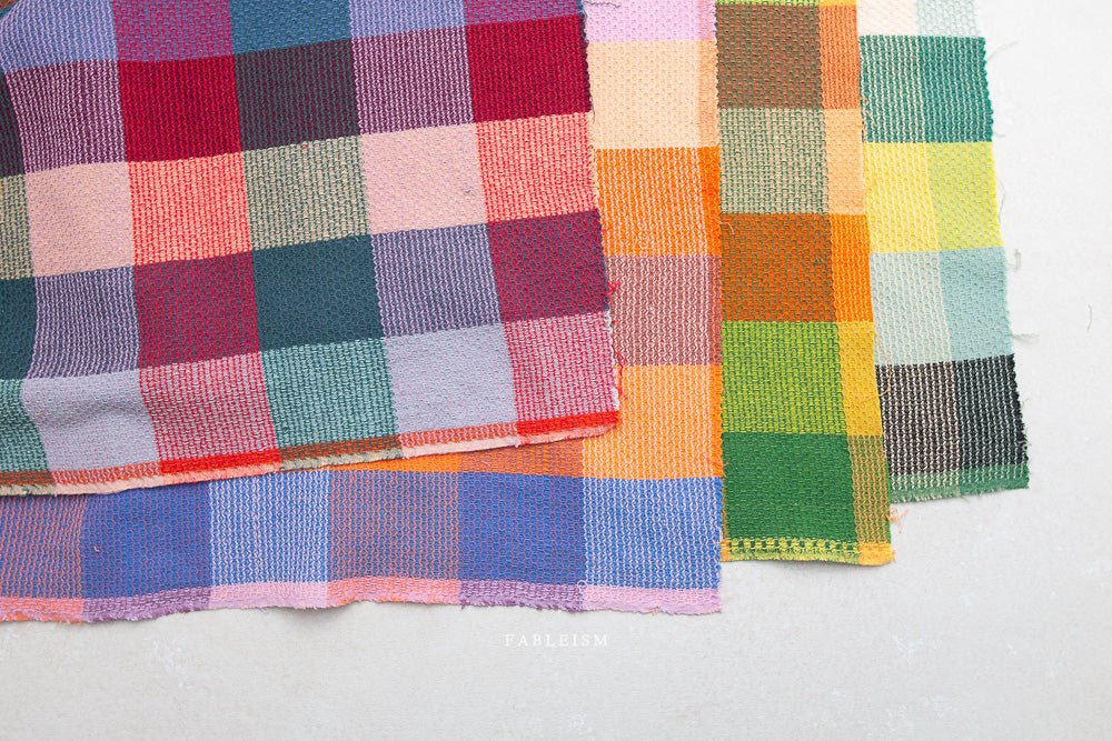 Waffle Happy Checkers - Limon - Fine & Dandy - Fableism Supply Co. - Simplifi Fabric