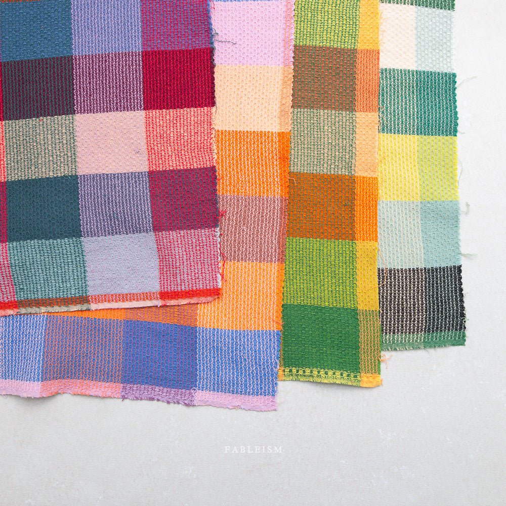 Waffle Happy Checkers - Limon - Fine & Dandy - Fableism Supply Co. - Simplifi Fabric