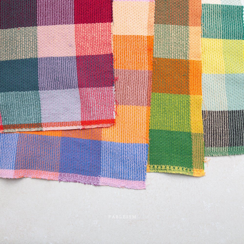 Waffle Happy Checkers - Limon - Fine & Dandy - Fableism Supply Co. - Simplifi Fabric
