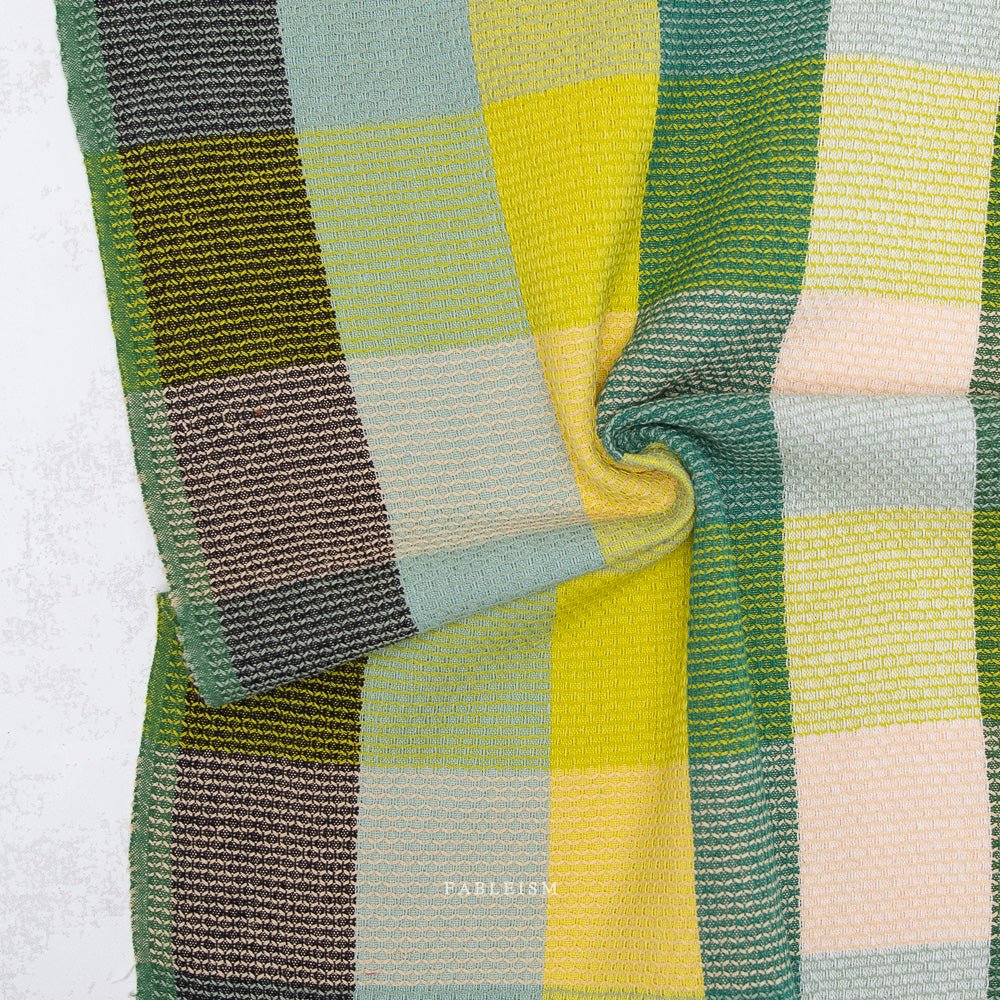 Waffle Happy Checkers - Limon - Fine & Dandy - Fableism Supply Co. - Simplifi Fabric
