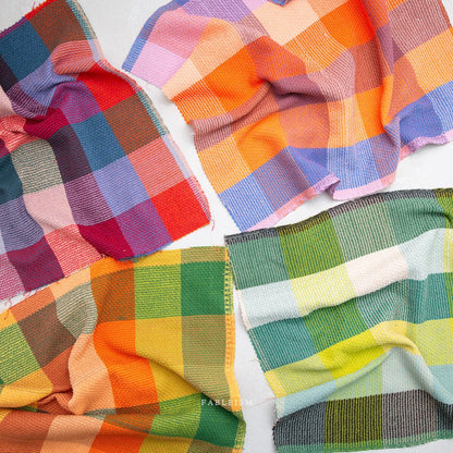 Waffle Happy Checkers - Limon - Fine & Dandy - Fableism Supply Co. - Simplifi Fabric