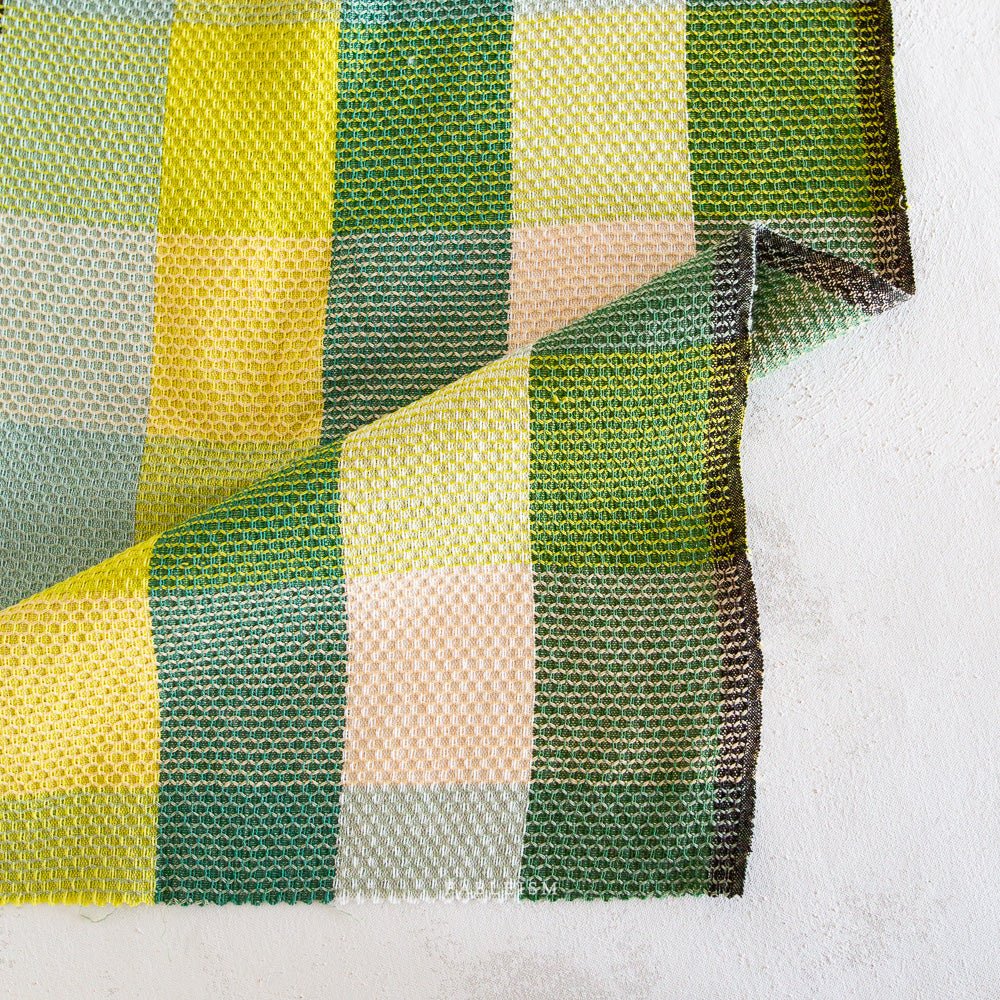 Waffle Happy Checkers - Limon - Fine & Dandy - Fableism Supply Co. - Simplifi Fabric