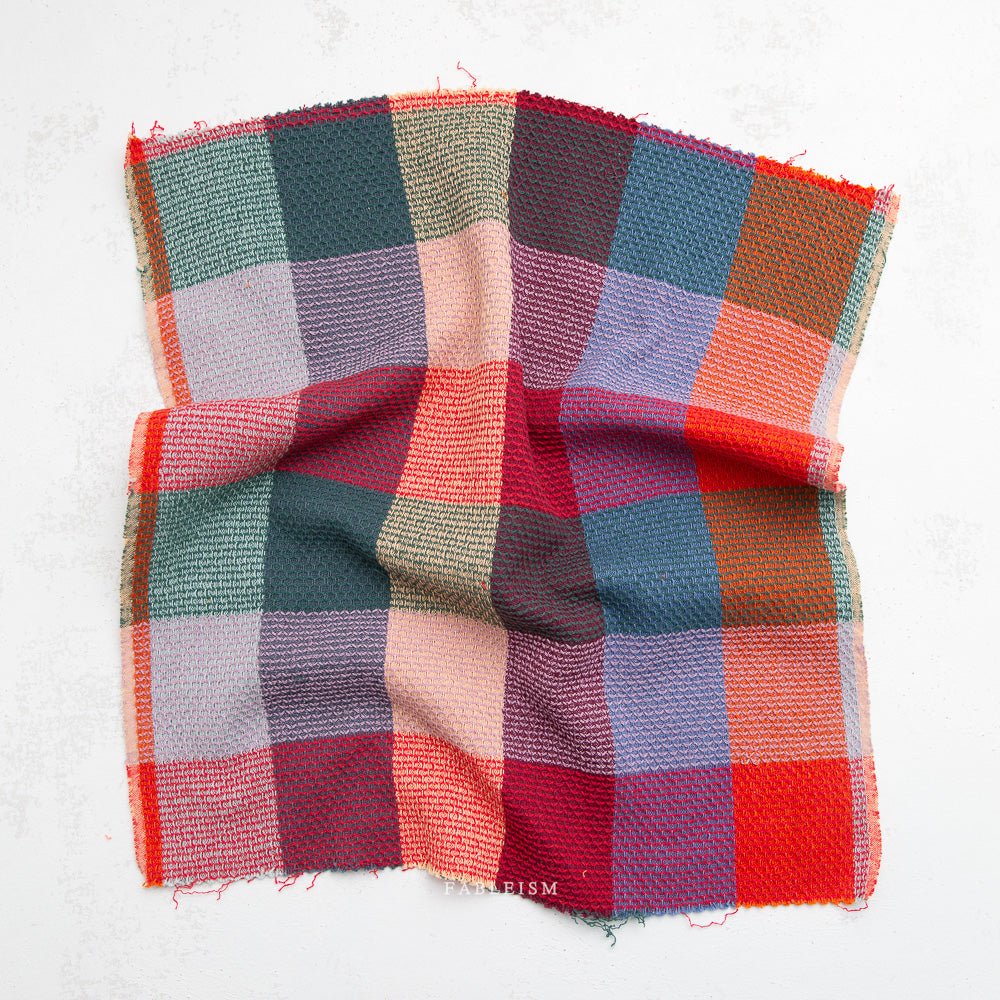 Waffle Happy Checkers - Sangria - Fine & Dandy - Fableism Supply Co. - Simplifi Fabric