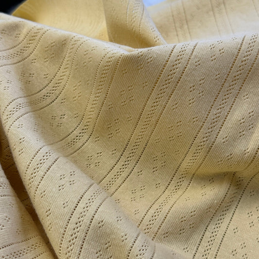 Whispering Lines/Diamonds Pointelle Knit Fabric - Organic Cotton - Cornflower - Simplifi Fabric