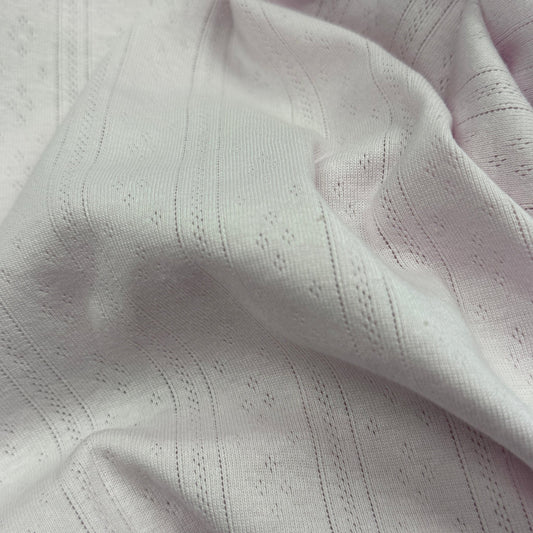 Whispering Lines/Diamonds Pointelle Knit Fabric - Organic Cotton - Pale Peony - Simplifi Fabric
