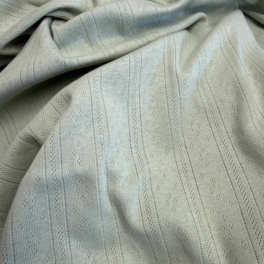 Whispering Lines/Diamonds Pointelle Knit Fabric - Organic Cotton - Sage Mist - Simplifi Fabric