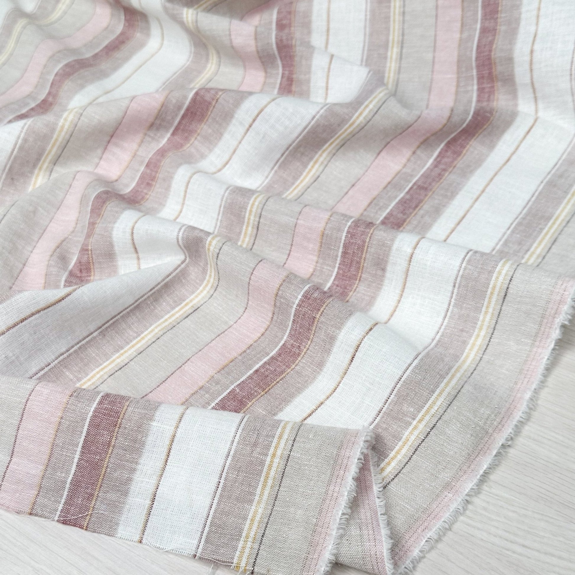Yarn Dyed Cotton Linen - Stripe - Desert - Simplifi Fabric