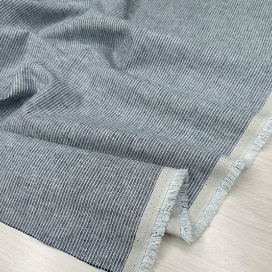 Yarn Dyed Linen Cotton Stripe - Navy - Simplifi Fabric