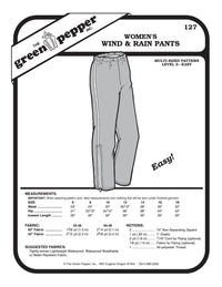 Women’s Wind & Rain Pants Pattern - 127 - The Green Pepper Patterns