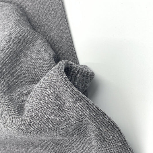 1x1 Organic Cotton / Recycled PET Heavy Rib - Grown & Made in USA - Charcoal - Simplifi Fabric