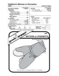 Kid’s Overmitts or Insulated Mittens Pattern - 206 - The Green Pepper Patterns