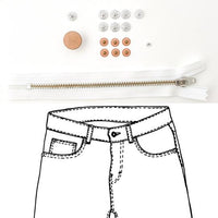 Jeans Hardware Kit - REFILL KIT -  White Zipper / Copper Hardware - Kylie And The Machine