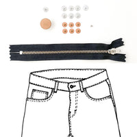 Jeans Hardware Kit - REFILL KIT -  Black Zipper / Copper Hardware - Kylie And The Machine